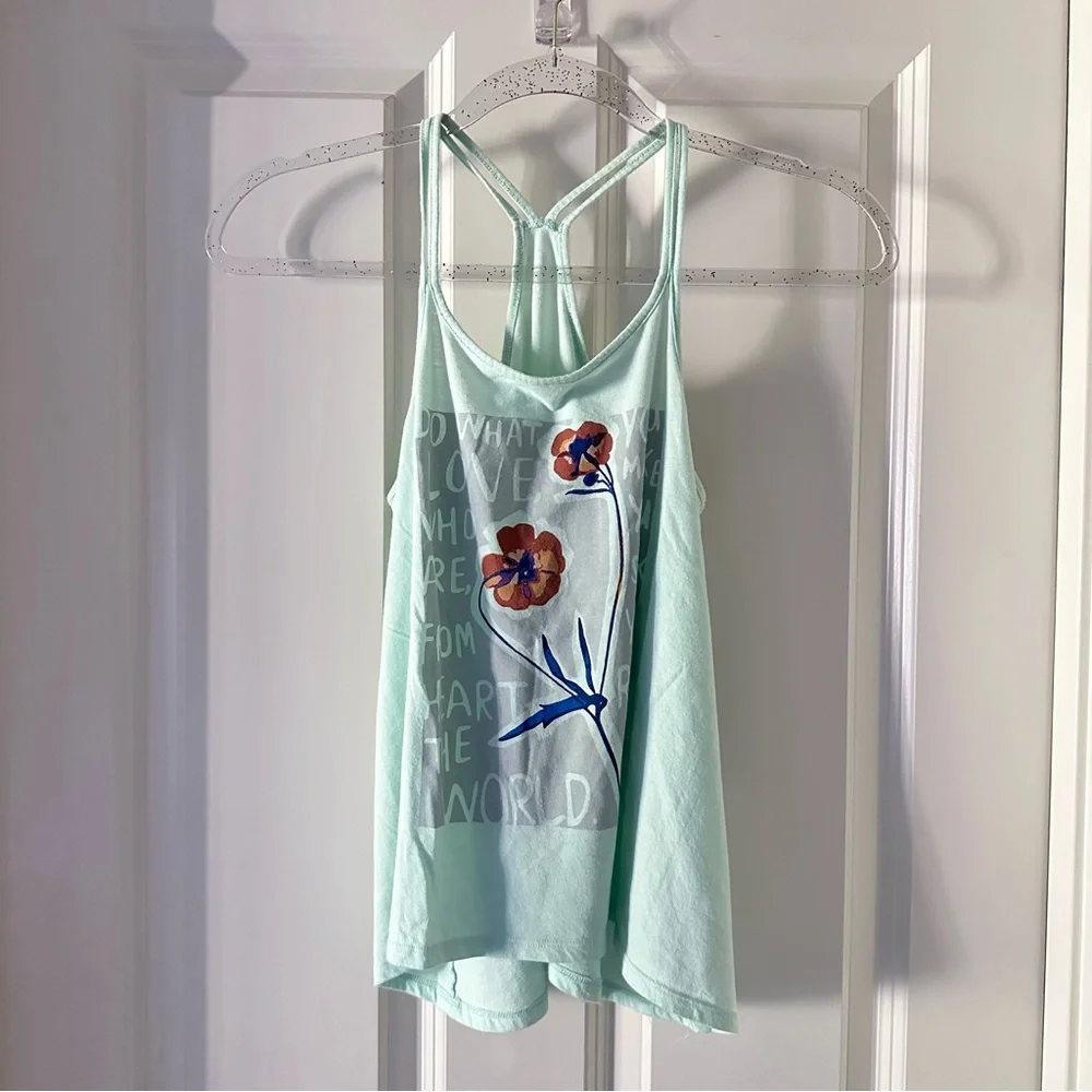 Old Navy Mint Floral Racerback Tank Top